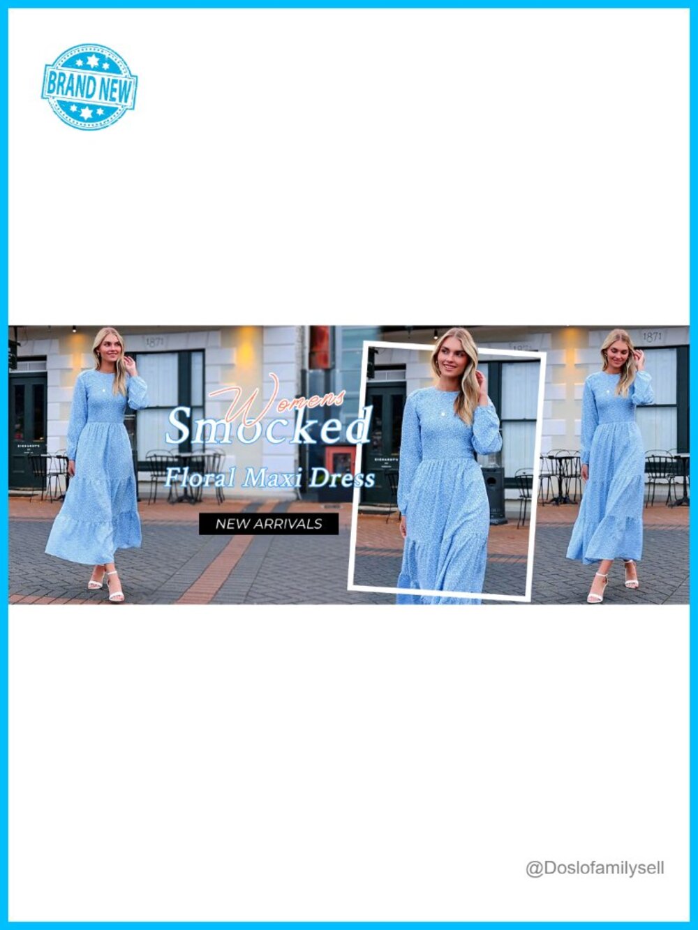 Long Sleeve Flowy Casual Floral Maxi Dress Smocked Tiered Swing Dress - Picture 6 of 6